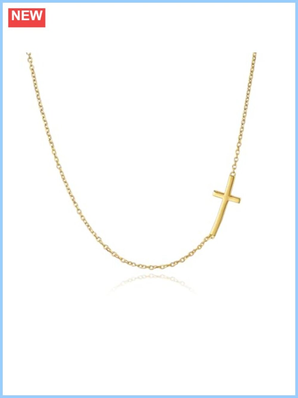 Sterling Silver Sideways Cross Pendant Necklace Adjustable 16-18" Minimalist